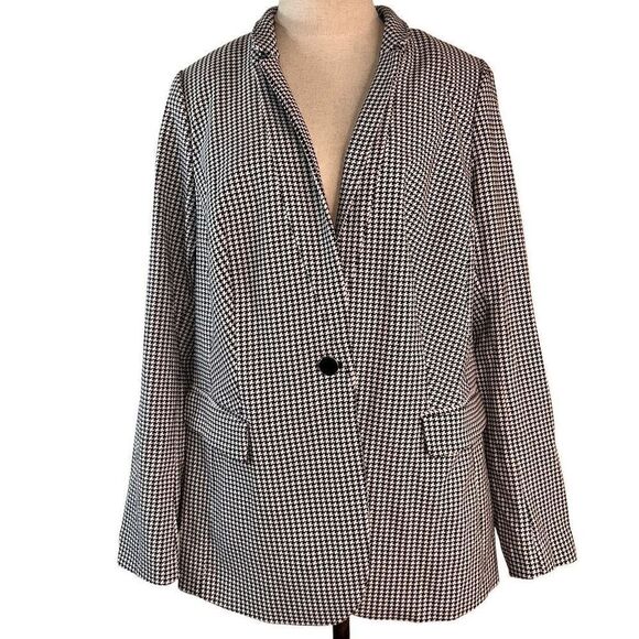 Lane Bryant The Bryant Blazer Womens 14 Preppy Houndstooth Jacket Office Career - Picture 1 of 11